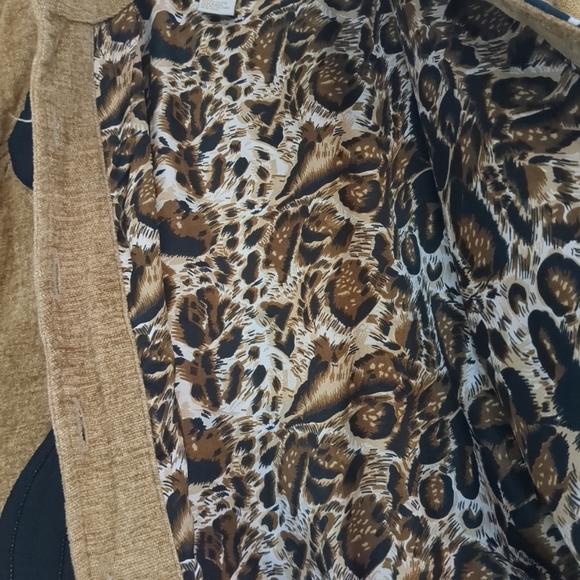 Black Cat Blazer Jacket Women's Medium Tan Patchwork Bead Embroidery Button - Picture 12 of 15